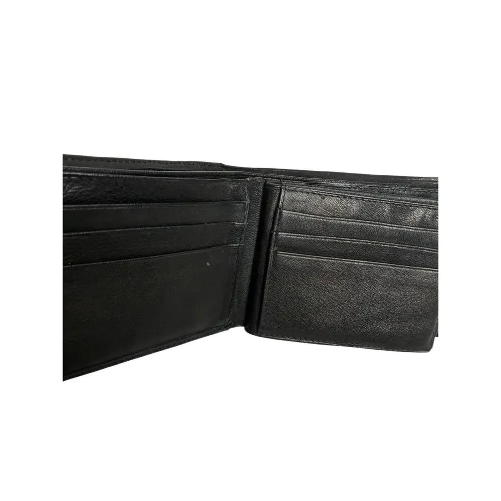 Handcrafted Men's Genuine Leather Tri-fold Wallet Black